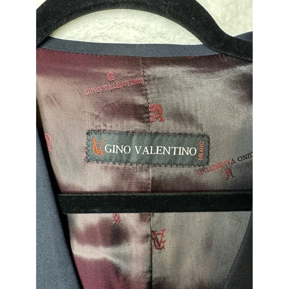 Gino Valentino Milano Mens Suit Vest Navy Blue Burgundy Back Waistcoat 38S 48S